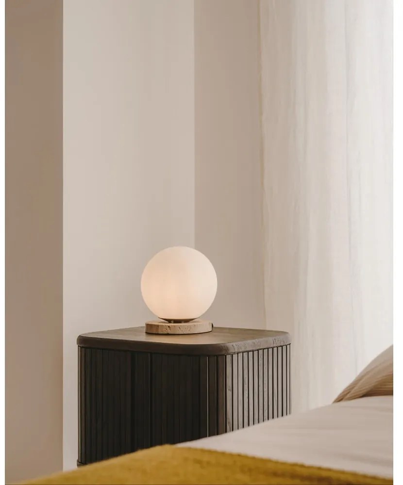 Biała lampa stołowa ze szklanym kloszem (wys. 22 cm) Malachi – Kave Home