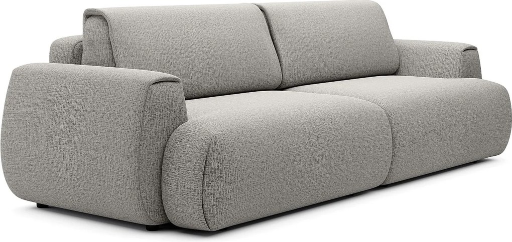 Kanapa 4-osobowa rozkładana z szarej tkaniny szenilowej MONELIA