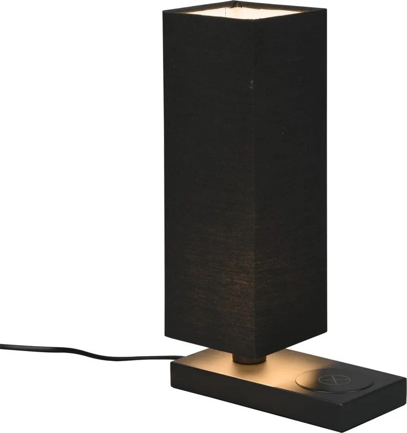 Lampa stołowa z ładowarką bezprzewodową w kolorze matowej czerni (wys. 35 cm) Haley – Trio