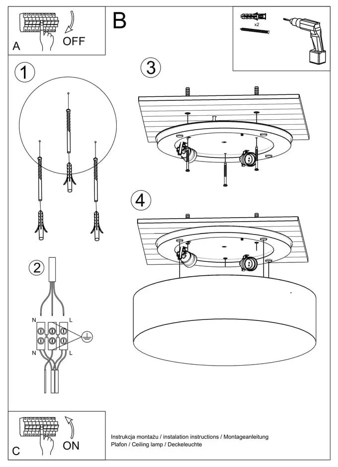 Czarna lampa sufitowa Sollux Atis