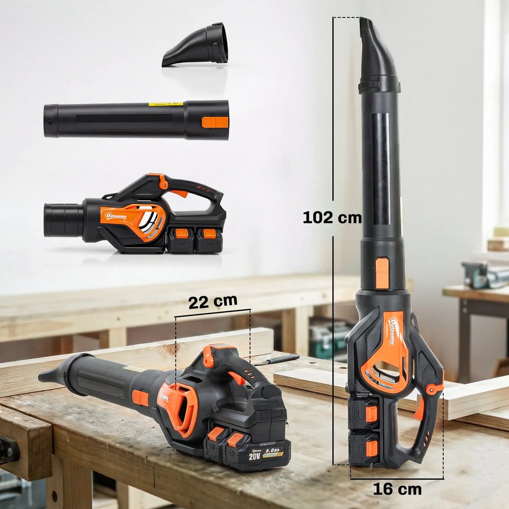 Outsunny laubgebläse kleiner outdoor sauger klein garten staubsauger akku-laubsauger elektrisch bläser akkulaubbläser laubpüster gartenföhn laubföhn akkubläser püsterich | Aosom PL
