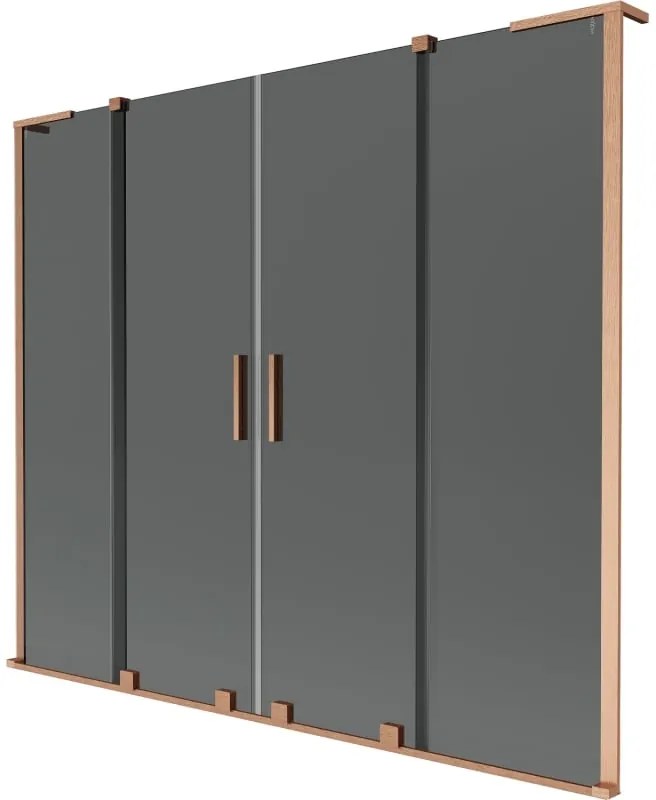 Mexen Velar L Duo parawan nawannowy 2-skrzydłowy rozsuwany 170 x 150 cm, grafit, miedź szczotkowana - 896-170-003-42-65