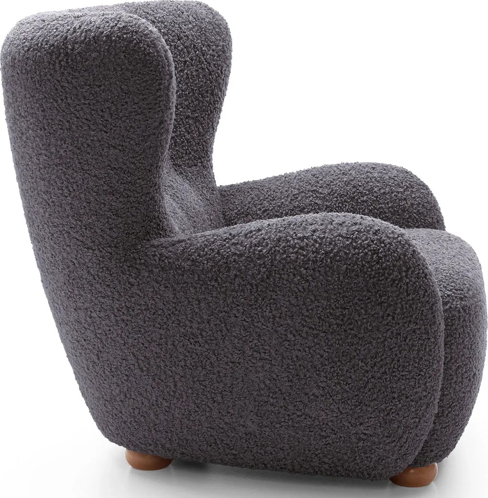 Czarny fotel boucle typu uszak C1-L25