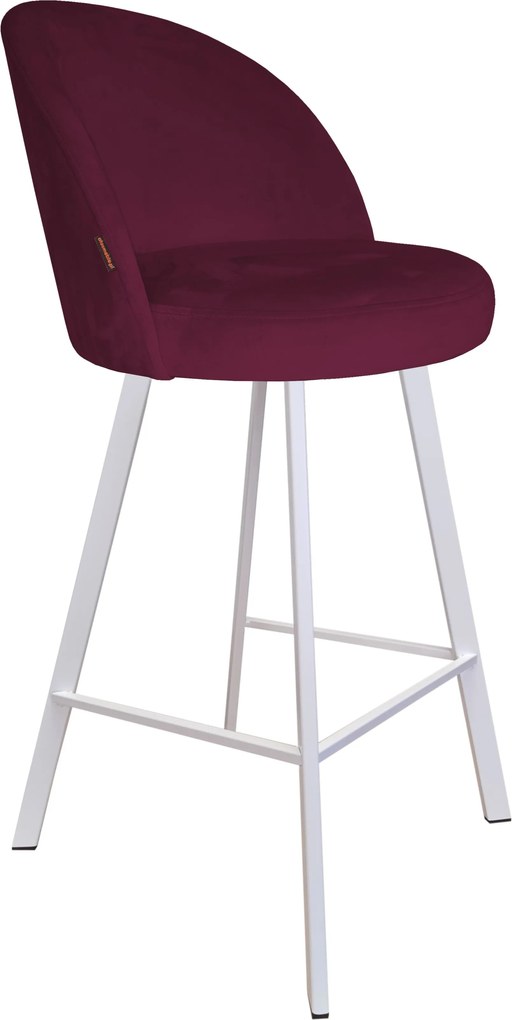 Hoker TRIX krzesło barowe tkanina Welur podstawa metalowa : Kolor nogi - Biały profil, Kolor tkaniny - VELVET - MG02, Typ siedziska - Siedzisko stałe