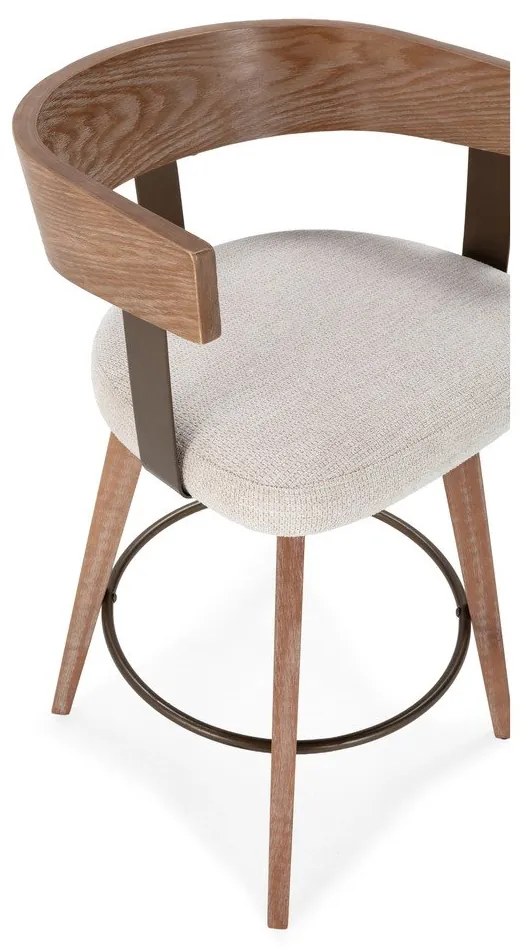 Kremowe/w naturalnym kolorze tapicerowane hokery zestaw z podłokietnikami 2 szt. Ilia – MOME