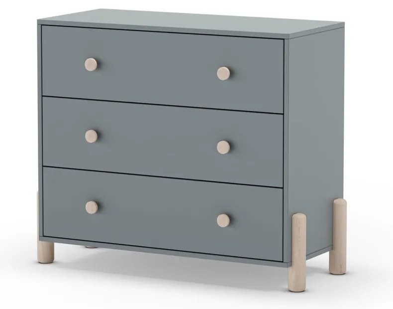 Szarozielona komoda dziecięca z litego drewna sosnowego 90x80x40 cm Enola – Marckeric