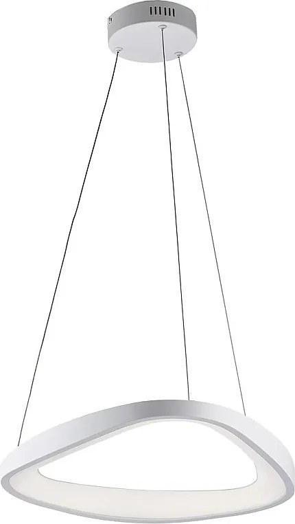 Anna lampa wisząca trójkątna z metalu i białego aluminium LED, regulowane kable, Ø50 cm