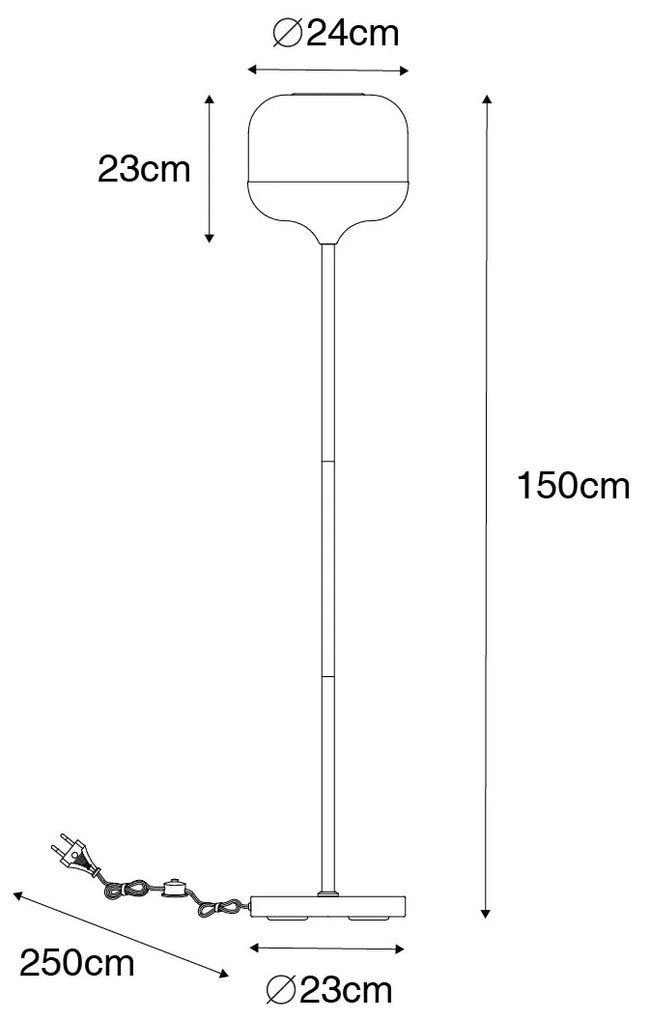 Designerska lampa podłogowa czarna ze złotem i dymionym szkłem - KyanDesignerski Oswietlenie wewnetrzne