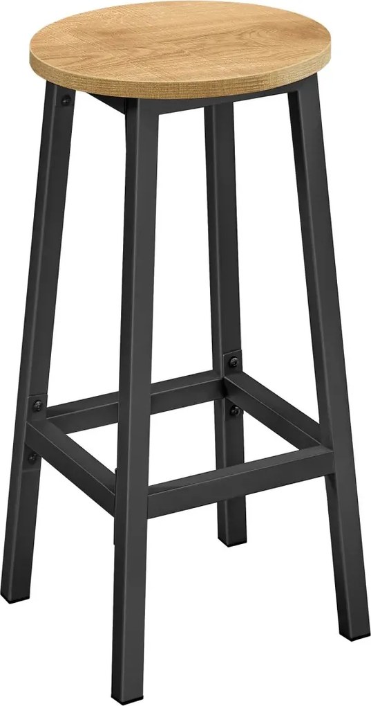 Wysoki dewniany taboret dąb + czarny Z1-P69