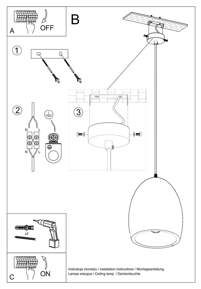 Biała lampa wisząca z ceramicznym kloszem ø 30 cm Fonsie – Nice Lamps