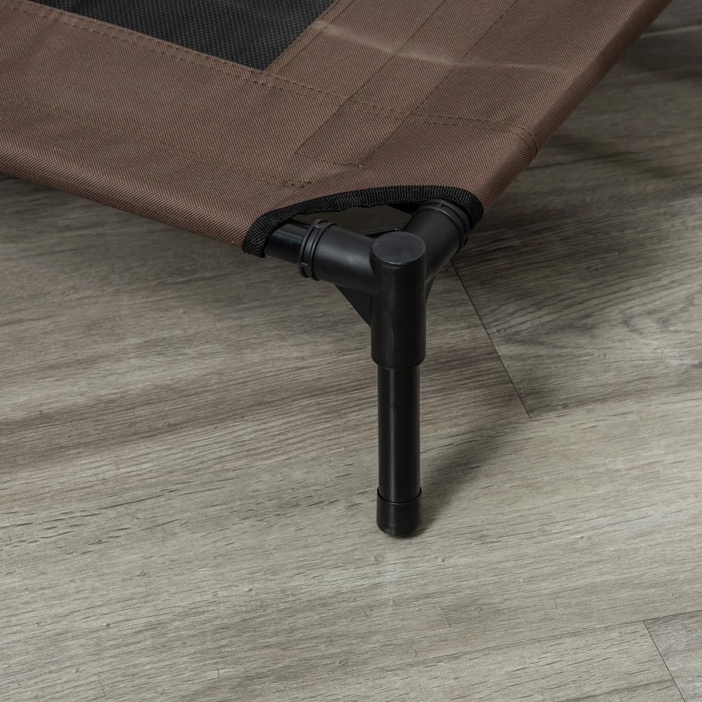 PawHut Legowisko dla psa na zewnątrz Stalowa konstrukcja 600D Oxford Tkanina Brązowe 76x61x18cm | Aosom PL