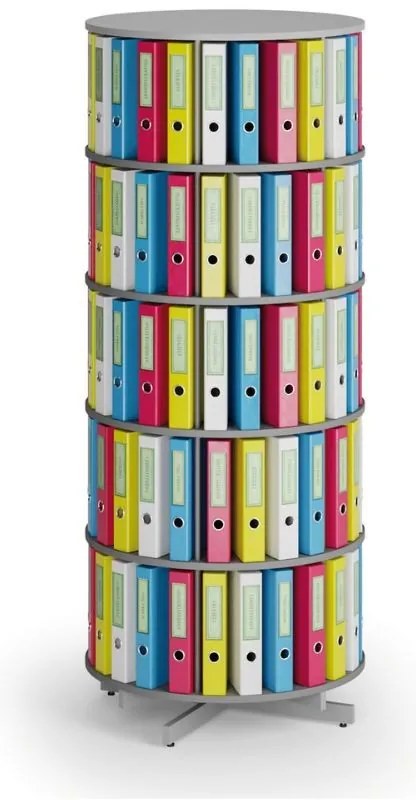 Regał obrotowy na segregatory, 5 półki, szary