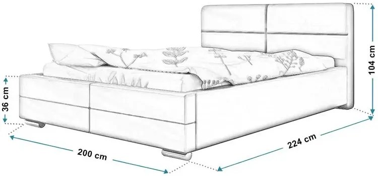 Dwuosobowe łóżko z pojemnikiem 180x200 Oliban 3X - 36 kolorów