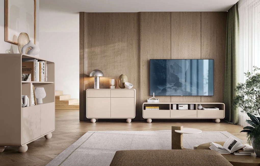 Duża kaszmirowa komoda na kulistych nóżkach A1-R24