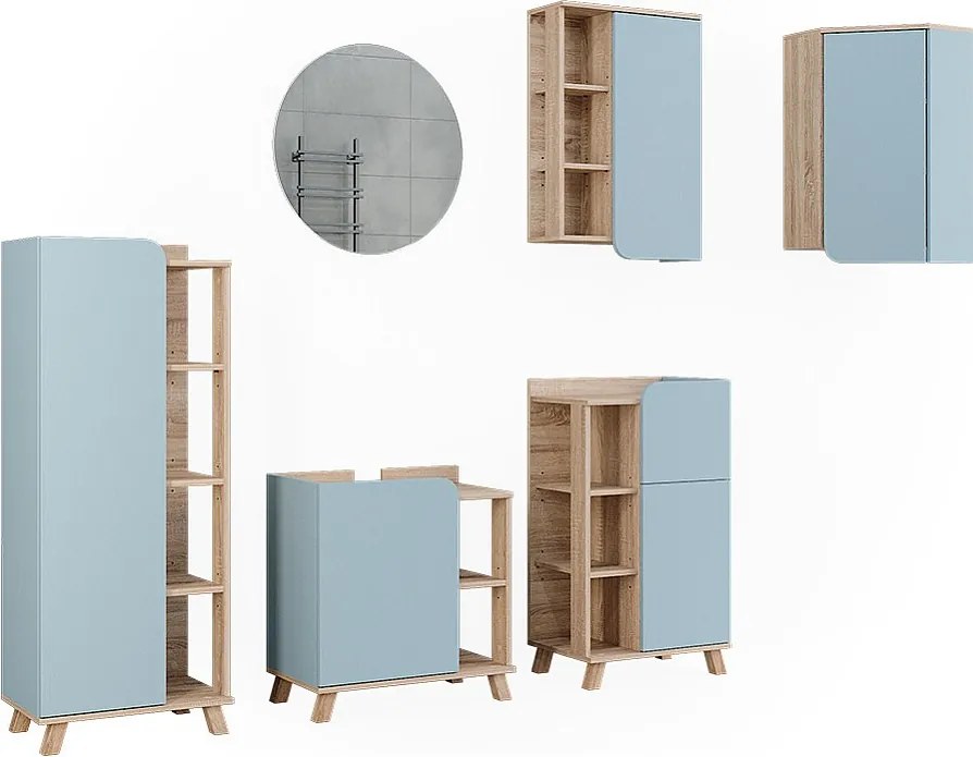 Zestaw mebli łazienkowych sonoma/niebieski 60x35x65 karen