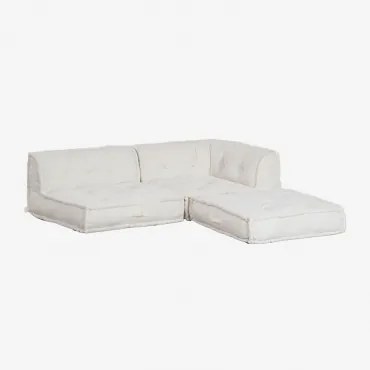 3-częściowa Modułowa Sofa Narożna Z Bawełny Dhel Biały Materiał Frotte - Sklum