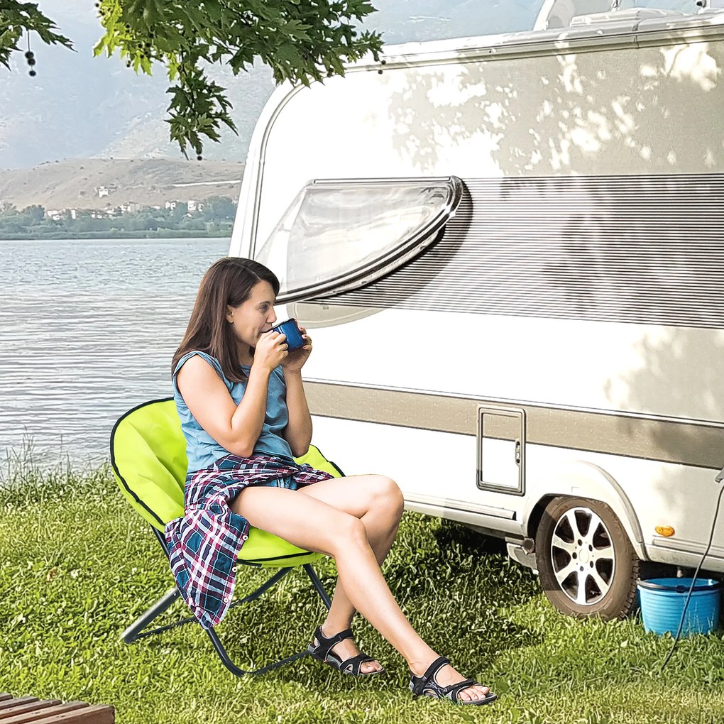 Outsunny Składany Fotel, Fotel Kempingowy, Fotel Ogrodowy, Fotel Obity, Metal + Materiał Oxford, 80 x 80 x 75 cm, Kolor Żółty