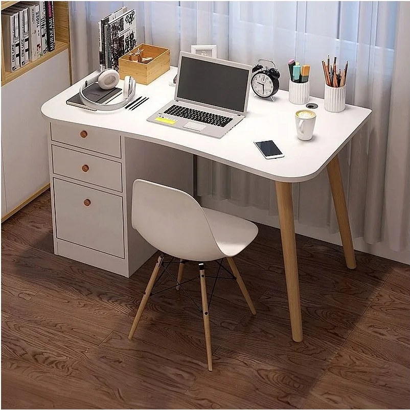 Biurko komputerowe do domu biura szuflady białe stolik 100 cm skandynawski loft