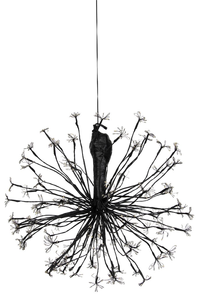 Świąteczna lampa wisząca kula czarna 60 cm z LED z timerem IP44 - Nobu