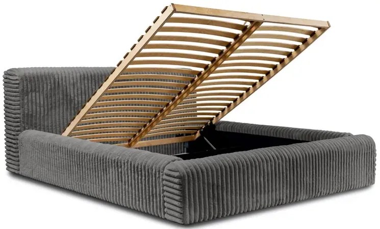 Szare łóżko tapicerowane z miękkim zagłówkiem T0-A95