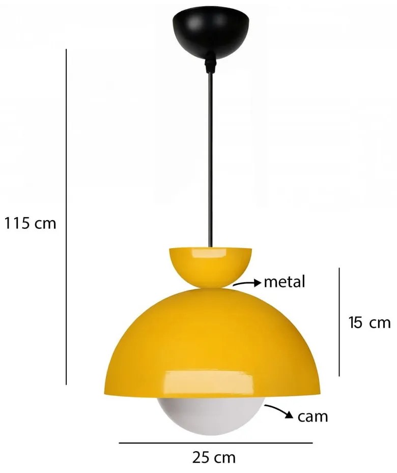 Żółta lampa wisząca z metalowym kloszem ø 25 cm Arta – Opviq lights