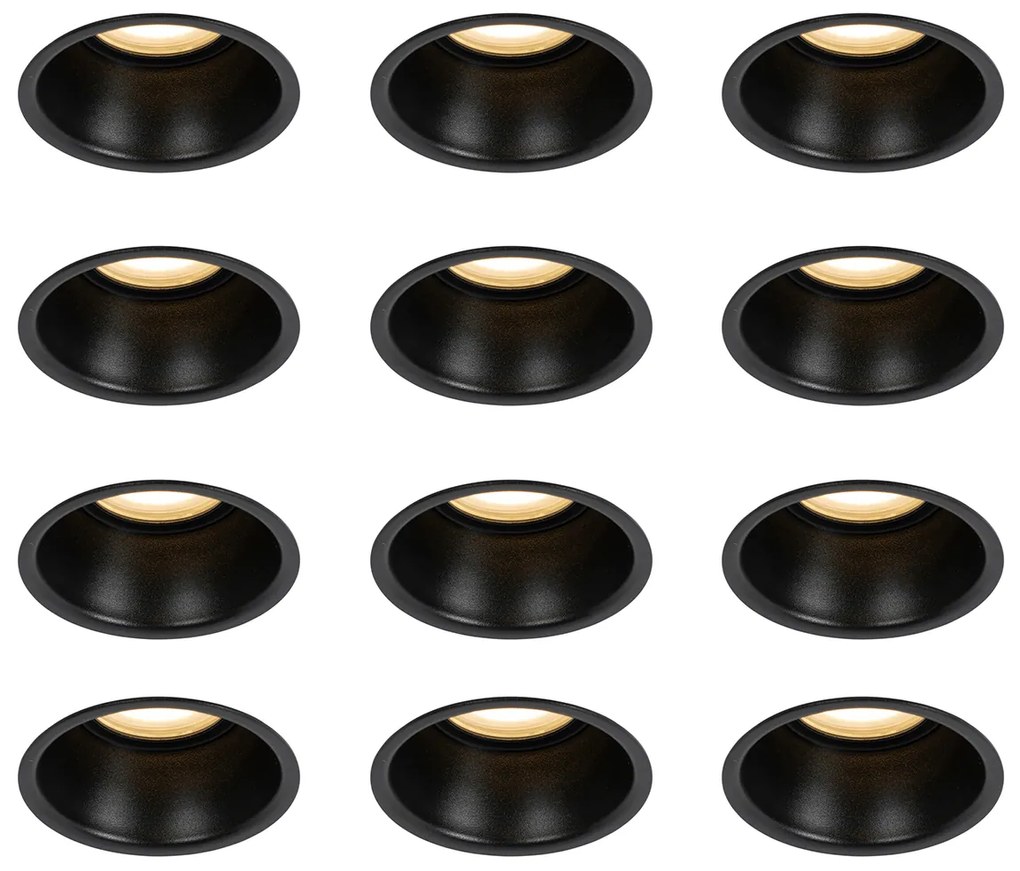 Zestaw 12 czarnych wpuszczanych reflektorów GU10 50 mm IP44 - Dept