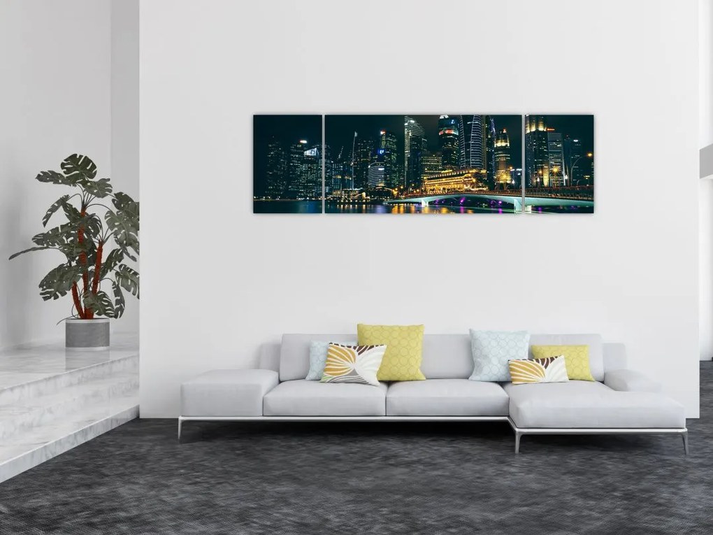 Obraz Singapuru nocą (170x50 cm)