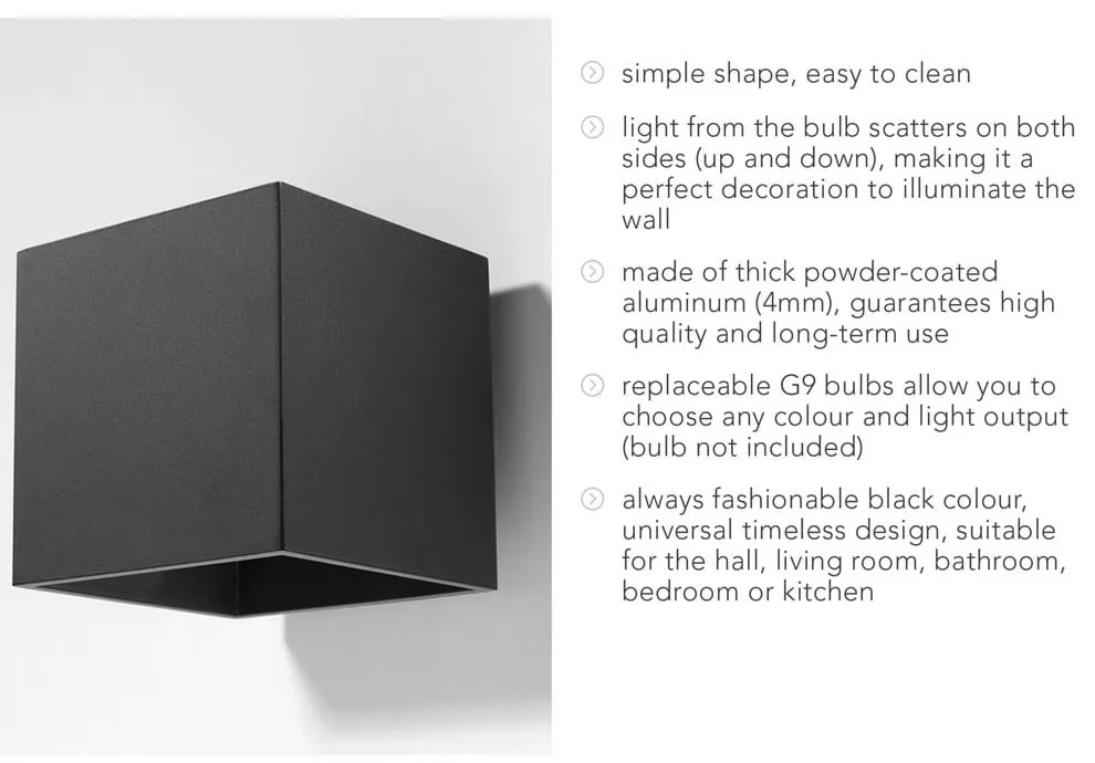 Czarny kinkiet Sollux Geo