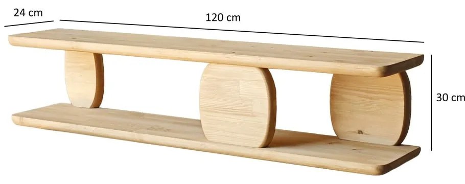 Wielopoziomowa półka z litego drewna dębowego 120 cm Modena – Kalune Design