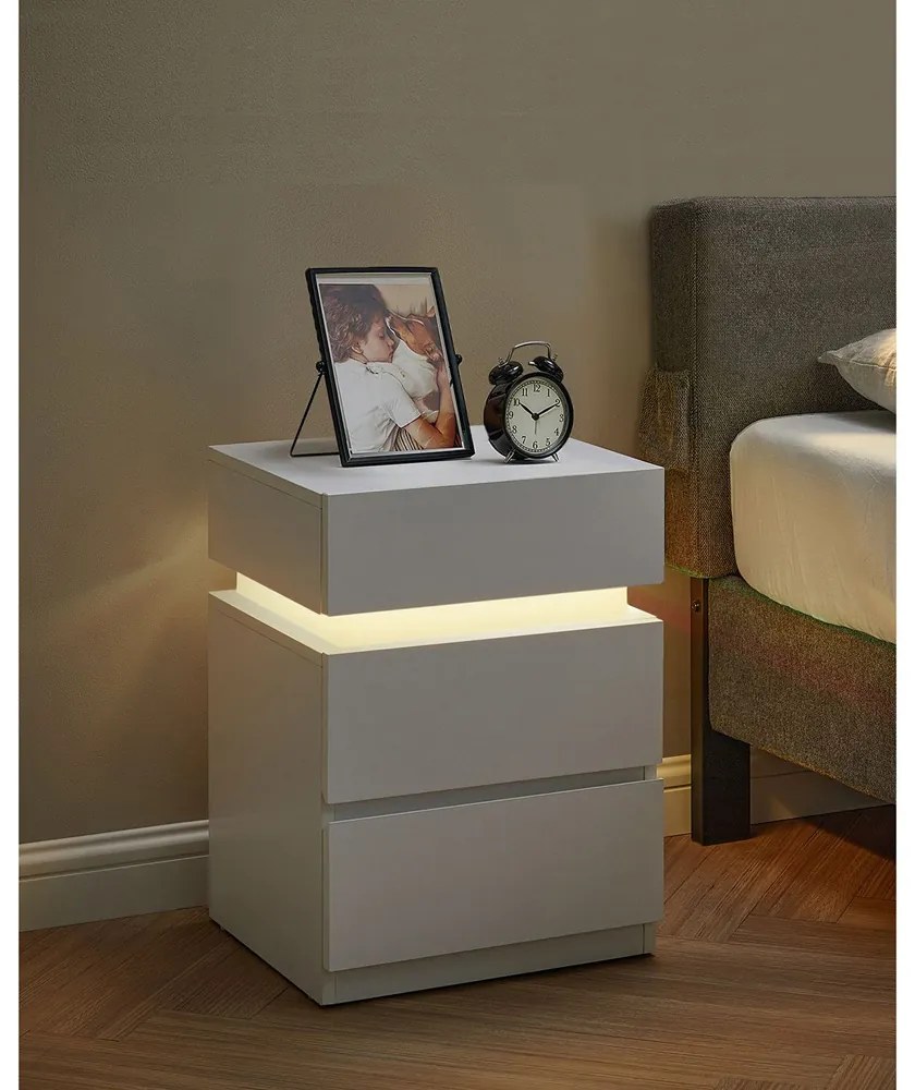 Szafka nocna DAVY z podświetleniem, 40x35x55cm, biała Vasagle