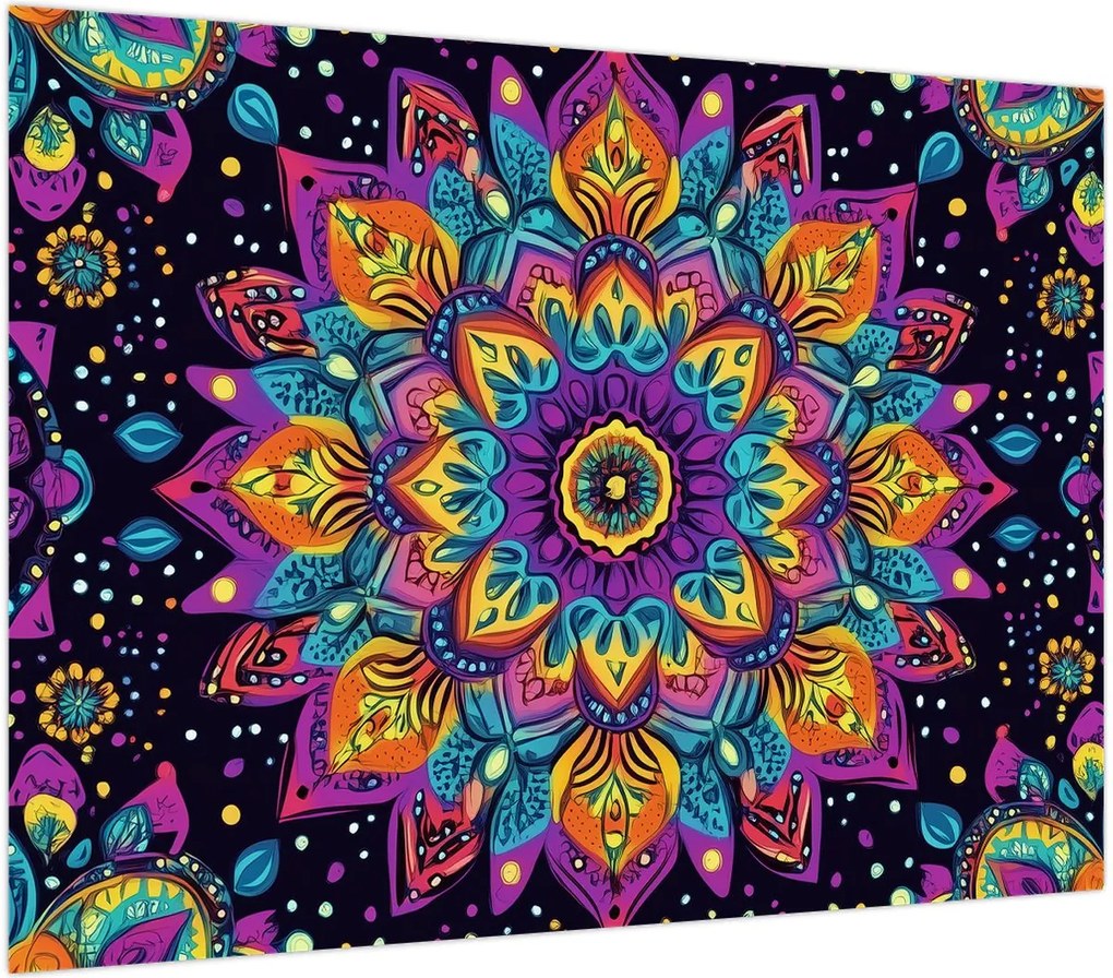 Obraz na szkle - Kalejdoskopowa mandala (70x50 cm)