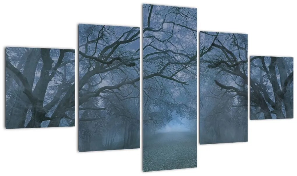 Obraz lasu we mgle (125x70 cm)