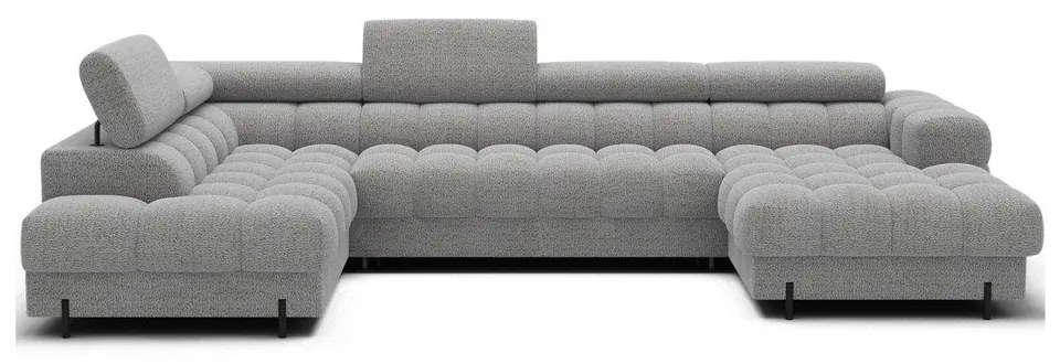 Szary rozkładany narożnik z materiału bouclé (lewostronny/w kształcie litery U) Feraria – ELTAP