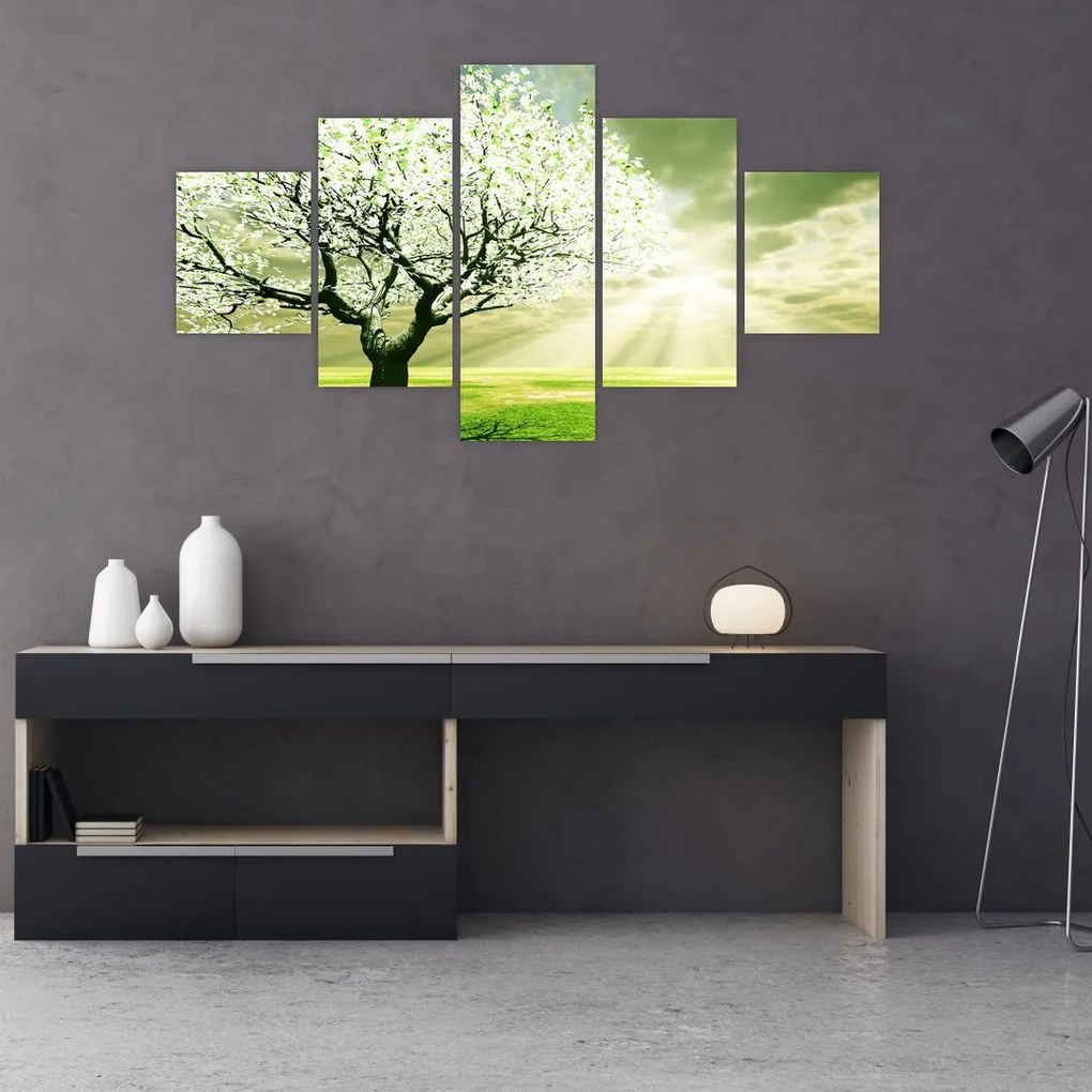 Obraz drzewa na łące (125x70 cm)
