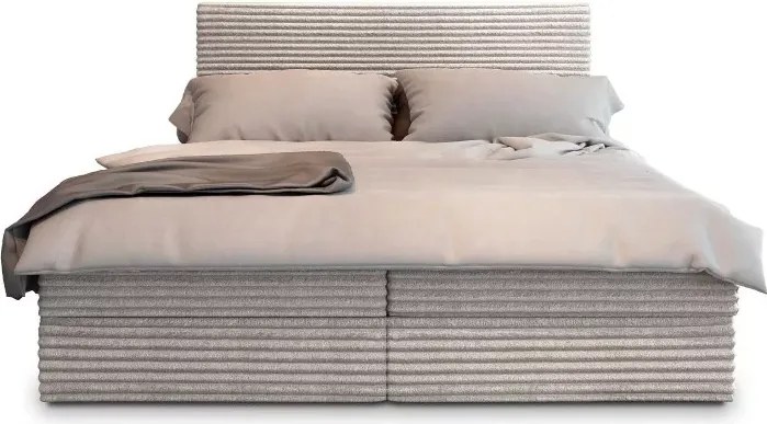 Promocja Łóżko tapicerowane boxspring ISPIRA 140x200 cm kremowe II jakość Materac: Materac sprężynowy Bonell
