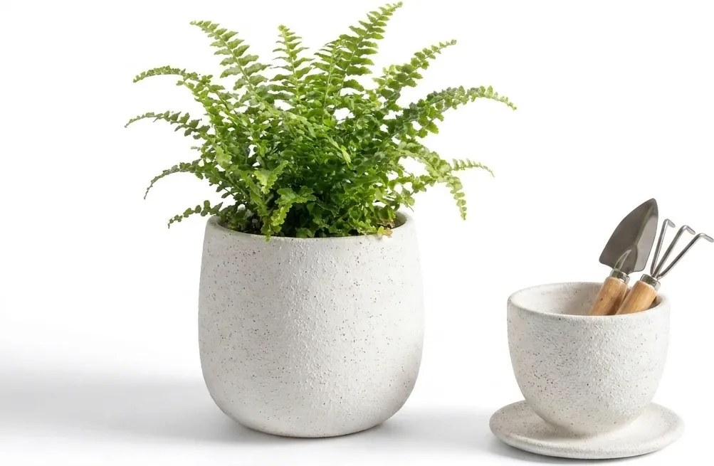 Dwuczęściowy zestaw ceramiczny filiżanki i pojemnika NEST 10 cm, biały
