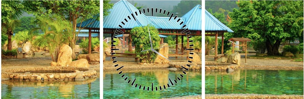 Obraz - Shanghai hotel park (z zegarem) (90x30 cm)