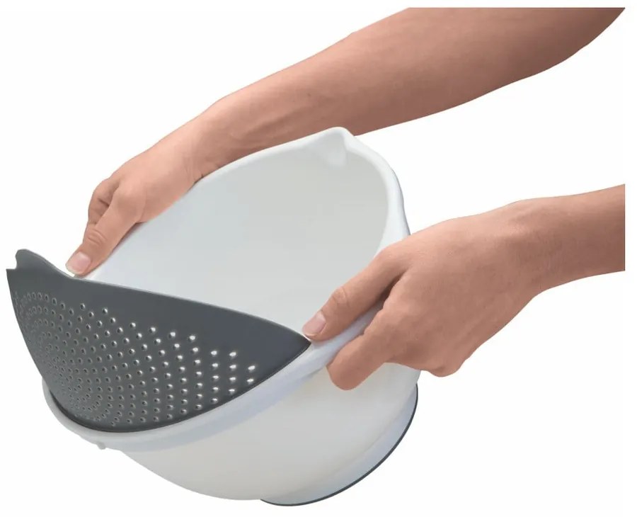 Biała miska z durszlakiem 2v1 Metaltex, Ø 28 cm