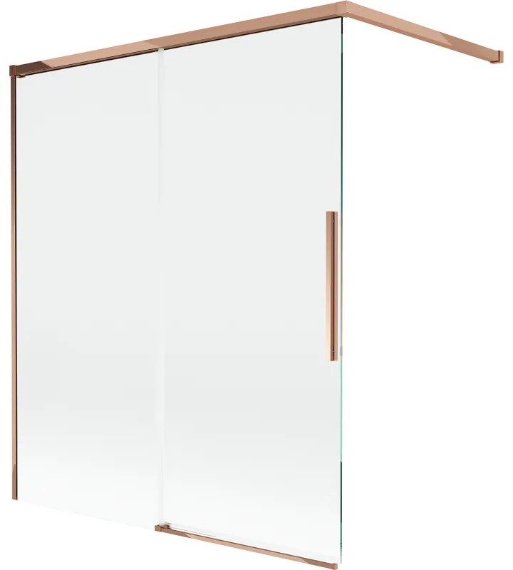 Mexen Rox parawan nawannowy 2-skrzydłowy rozsuwany 140 x 150 cm, transparent, różowe złoto - 8C9-140-003-60-00