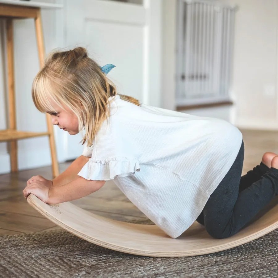 Deska do balansowania z filcem 80x30cm dla dzieci drewniany balance board, beżowy - meowbaby®