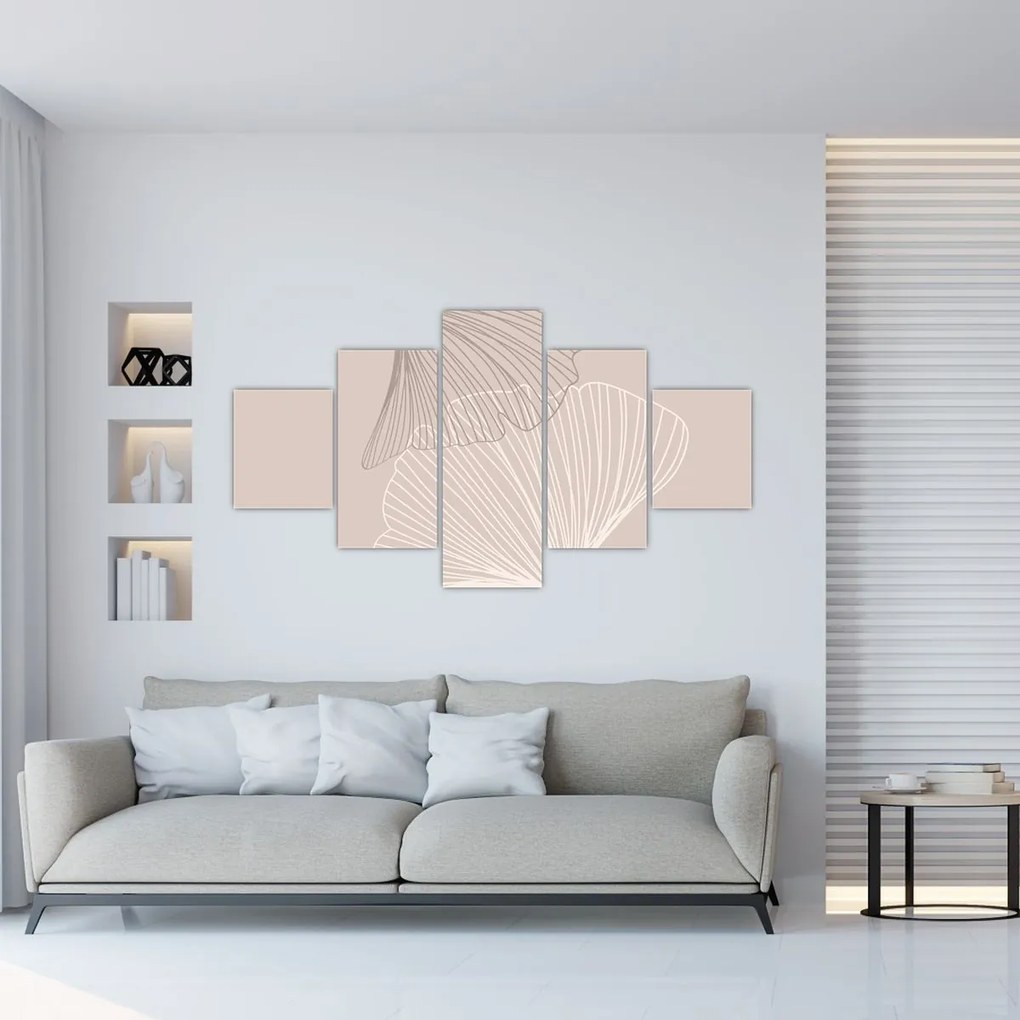 Obraz - Beżowe liście N⁰2 (125x70 cm)