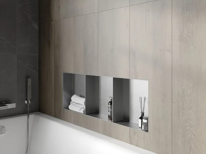 Mexen X-Wall-NR półka wnękowa bez kołnierza z półką 90 x 30 cm, inox - 1911903010S