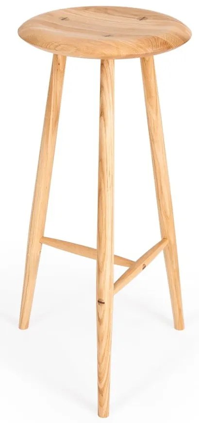 Hoker z litego drewna dębowego w naturalnym kolorze (wysokość siedziska 75 cm) Blanc – Gazzda