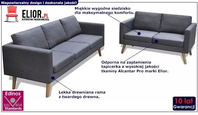 Komplet 2 sof wypoczynkowych Kazora - Ciemnoszary