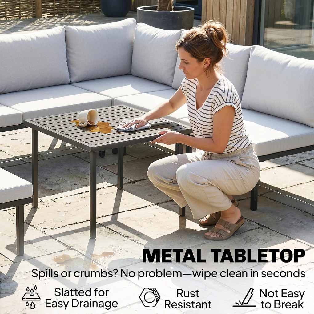 Outsunny Zestaw Mebli Ogrodowych 5-6 Osób Sofa Dwuosobowa, Krzesła, Narożnik, Stolik, Podnóżek | Aosom PL