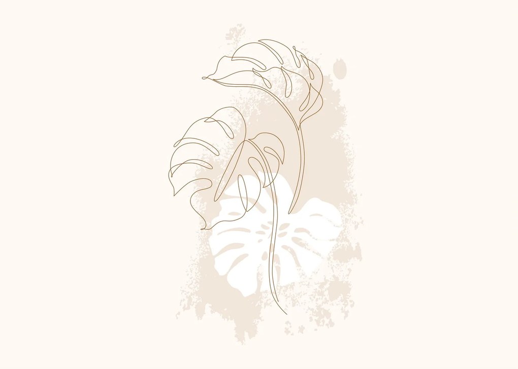 Obraz na szkle - Line art monstera N⁰1 (70x50 cm)