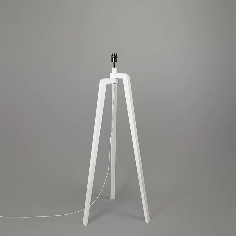 Lampa podłogowa trójnóg biała z kloszem 50 cm czarny - Puros Nowoczesny Oswietlenie wewnetrzne