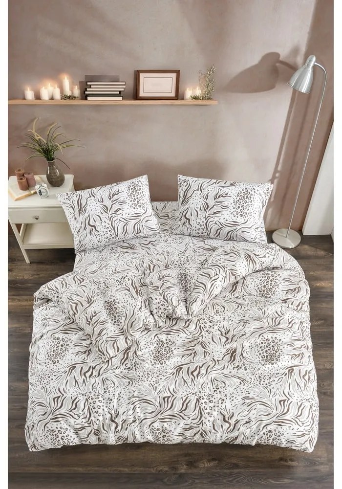 Biało-brązowa pościel jednoosobowa z prześcieradłem/3-częściowa 160x220 cm Modern – Mila Home