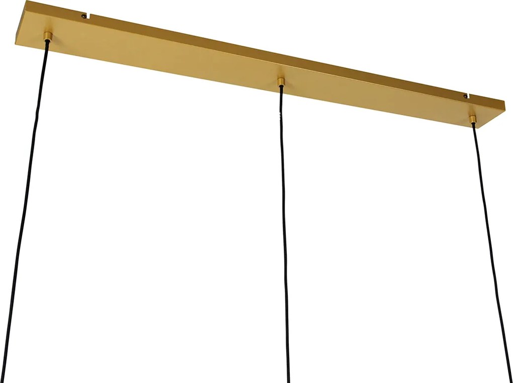 Lampa wisząca złota z bursztynowym szkłem 23 cm owalna 3-światłowa - Kevin