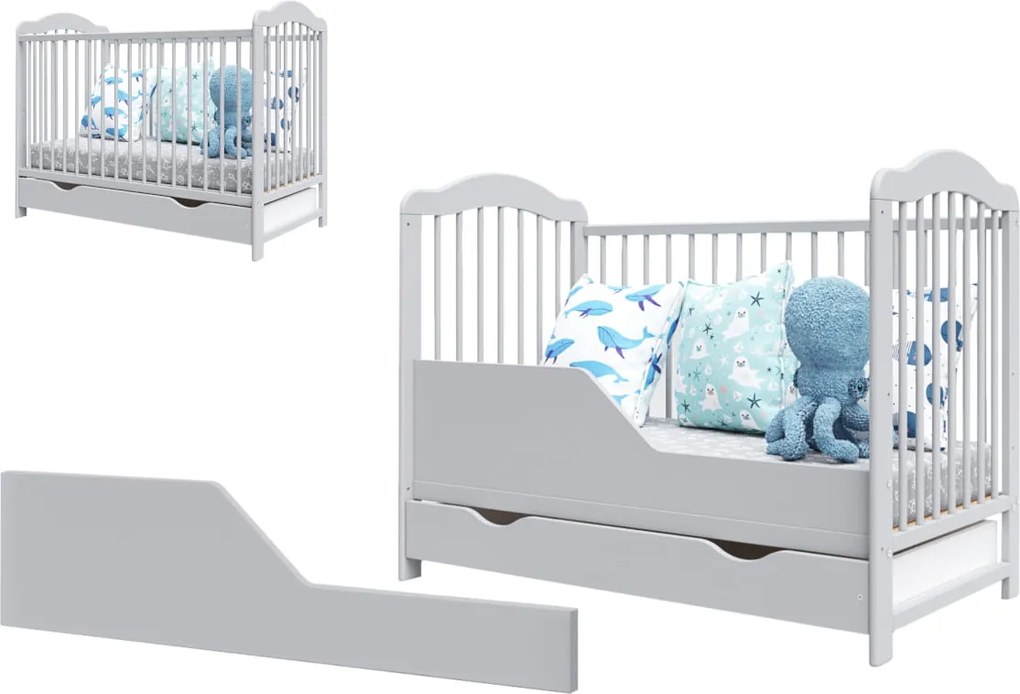 Barierka do łóżeczka 120/60 tapczanik sofka - szara